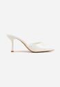Białe Klapki Peep Toe na Szpilce ze Szpiczastym Noskiem Arinatia