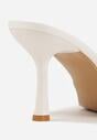 Białe Klapki Peep Toe na Szpilce ze Szpiczastym Noskiem Arinatia