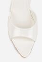 Białe Klapki Peep Toe na Szpilce ze Szpiczastym Noskiem Arinatia