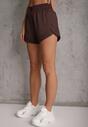 Brązowe Szorty w Sportowym Stylu z Siateczką i Podszewką Elishka
