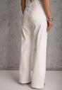 Białe Bawełniane Jeansy Wide Leg High Waist Darenatea