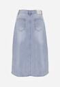 Niebieska Spódnica Jeansowa z Bawełną High Waist i Rozcięciem na Nogę Cinadessa
