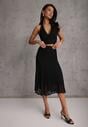 Czarny Komplet z Koronki Spódnica i Top z Wiązaniem na Szyi  Dainetia
