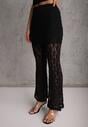 Czarny Komplet z Koronki Top Halter i Spodnie Zdobione Wszytą Spódnicą Celanix