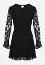 Czarna Sukienka z Koronki Ozdobiona Rozkloszowanymi Rękawami Cinalata