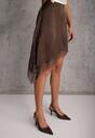 Brązowa Asymetryczna Spódnica z Satyny Zdobiona Koronką Katarva