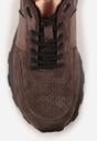 Brązowe Zamszowe Sneakersy na Podeszwie Chunky z Perforowaną Cholewką Cezarlina