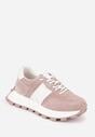 Różowe Zamszowe Sneakersy na Podeszwie Chunky z Perforowaną Cholewką Cezarlina