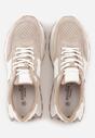 Beżowe Zamszowe Sneakersy na Podeszwie Chunky z Perforowaną Cholewką Cezarlina