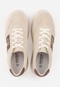 Beżowe Perforowane Sneakersy Chunky ze Skóry Naturalnej na Platformie Silvanatea