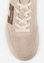 Beżowe Perforowane Sneakersy Chunky ze Skóry Naturalnej na Platformie Silvanatea