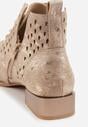Jasnobrązowe Botki ze Skórzaną Wkładką i Ażurowym Wzorem Nantiela