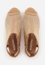 Beżowe Botki Peep Toe z Plecionki na Słupku ze Skórzaną Wkładką Alenika