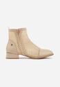 Beżowe Plecione Botki z Wkładką ze Skóry Naturalnej Nadelle
