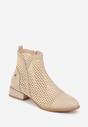 Beżowe Plecione Botki z Wkładką ze Skóry Naturalnej Nadelle