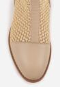 Beżowe Plecione Botki z Wkładką ze Skóry Naturalnej Nadelle