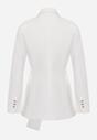 Biała Marszczona Marynarka Taliowana z Wiskozą z Ozdobą przy Wiązaniu Zynelle
