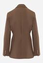 Brązowa Marszczona Marynarka Taliowana z Wiskozą z Ozdobą przy Wiązaniu Zynelle