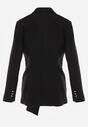 Czarna Marszczona Marynarka Taliowana z Wiskozą z Ozdobą przy Wiązaniu Zynelle