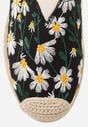 Czarne Espadryle Ozdobione Kwiatowym Haftem i Plecionką Kiranth