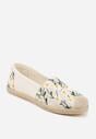 Beżowe Espadryle Ozdobione Kwiatowym Haftem i Plecionką Kiranth
