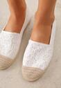 Białe Espadryle z Koronkową Cholewką i Podeszwą z Plecionki Marilex