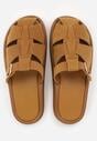 Brązowe Klapki z Zakrytym Noskiem i Ozdobnymi Paskami z Klamerką Themine