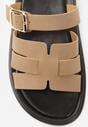 Ciemnobeżowe Klapki z Przekładanymi Paskami i Regulacją z Klamrą Celilye