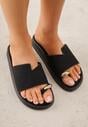 Czarne Klapki Japonki Ozdobione Aplikacją na Palcu Noevianna
