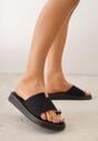 Czarne Klapki Japonki Ozdobione Aplikacją na Palcu Noevianna