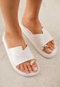 Białe Klapki Japonki Ozdobione Aplikacją na Palcu Noevianna
