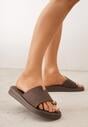 Brązowe Klapki Japonki Ozdobione Aplikacją na Palcu Noevianna