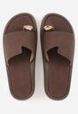 Brązowe Klapki Japonki Ozdobione Aplikacją na Palcu Noevianna