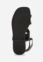 Czarne Sandały z Paskiem na Palec z Metaliczną Aplikacją i Klamerką Ailintra