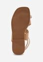 Ciemnobeżowe Sandały z Paskiem na Palec z Metaliczną Aplikacją i Klamerką Ailintra
