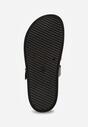 Czarne Płaskie Klapki z Paskiem ze Sprzączką Tameren