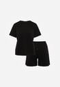 Czarny Bawełniano-Wiskozowy Komplet Sportowy T-shirt i Szorty Areinna