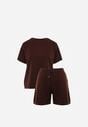 Brązowy Bawełniano-Wiskozowy Komplet Sportowy T-shirt i Szorty Areinna