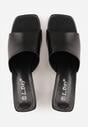 Czarne Eleganckie Klapki na Słupku z Otwartym Noskiem Kwadratowym Hippeis