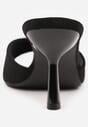Czarne Klapki na Geometrycznej Szpilce z Wyciętą Cholewką Iolaris