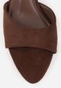 Brązowe Klapki na Geometrycznej Szpilce z Wyciętą Cholewką Iolaris