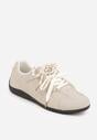 Beżowe Sneakersy z Podwójnym Sznurowaniem i Geometrycznymi Wstawkami Adrearah