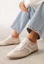 Beżowe Siateczkowe Sneakersy w Stylu Tenisówek Adranella