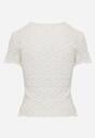 Biała Dopasowana Bluzka z Koronki z Krótkim Rękawem Britune