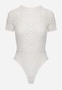 Białe Body z Koronki o Dopasowanym Kroju z Krótkim Rękawem Adradina