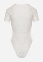 Białe Body z Koronki o Dopasowanym Kroju z Krótkim Rękawem Adradina