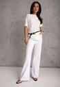 Biała Asymetryczna Bluzka z Wiskozy z Krótkim Rękawem Zdobiona Marszczeniem Undishi