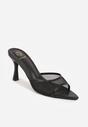 Czarne Siateczkowe Klapki na Szpilce Cirinome