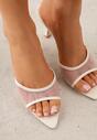 Beżowe Siateczkowe Klapki na Szpilce Cirinome