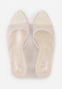 Beżowe Siateczkowe Klapki na Szpilce Cirinome